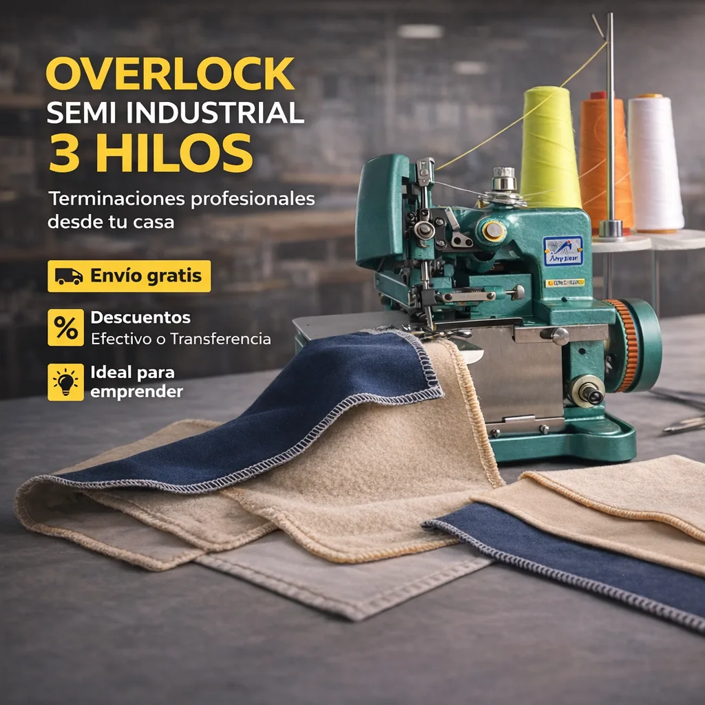 Overlock semi industrial de 3 hilos