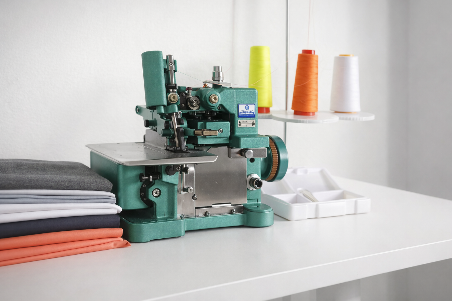 Contexto real: mesa de trabajo textil ordenada